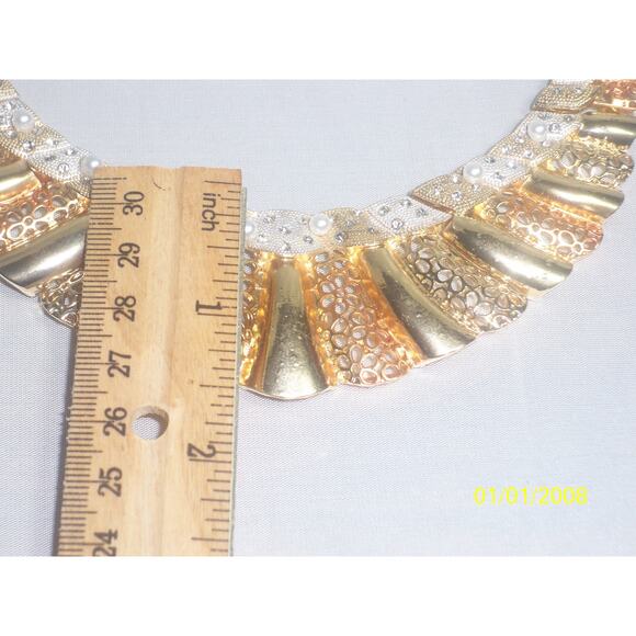 Tri color gold silver 4pc necklace set, wedding MOB bridal prom party necklace - Picture 9 of 9